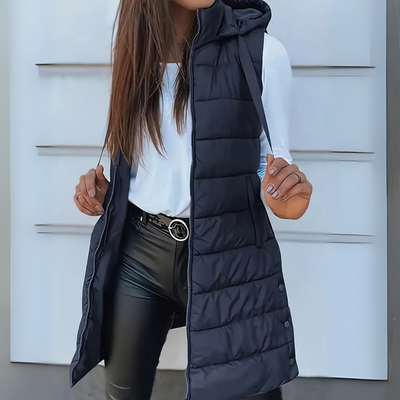 RAIN™ | Casual Sleeveless Hood Long Puffer Vest