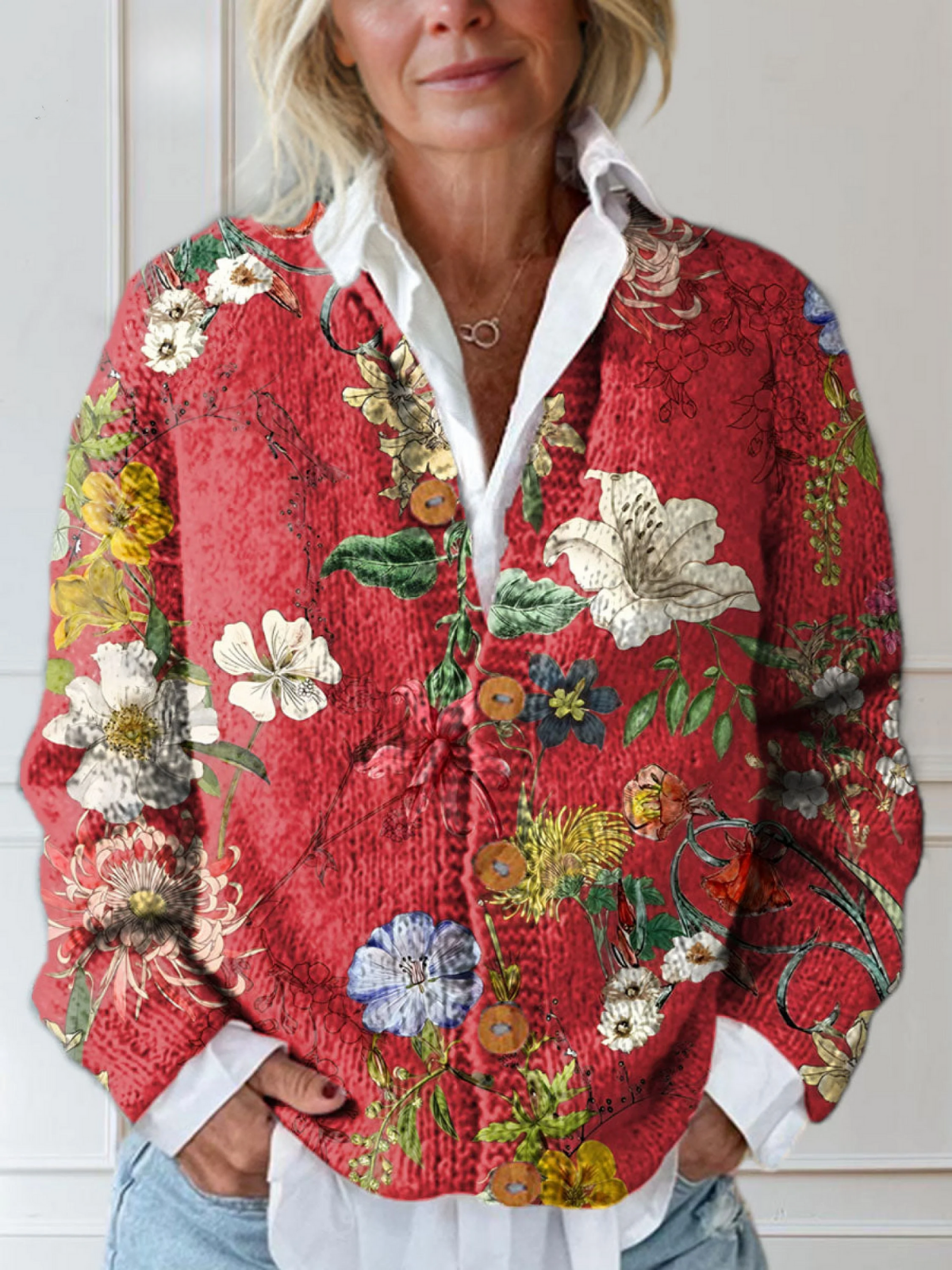 Vintage ™ Floral Art Print Sweater