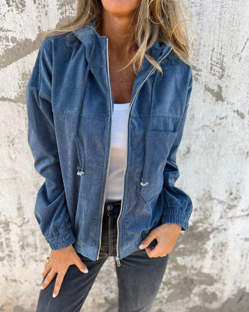 Ella™ | Cord Hoodie Jacket With Zipper