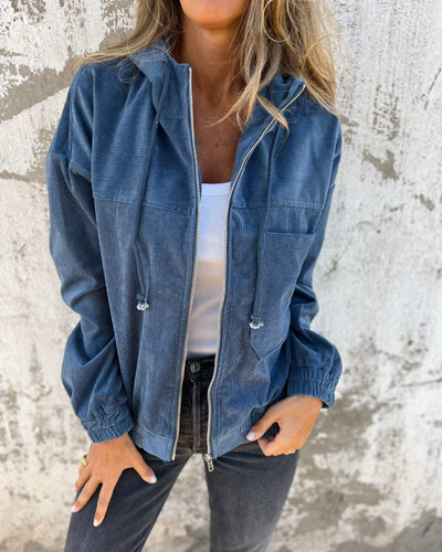 Ella™ | Cord Hoodie Jacket With Zipper