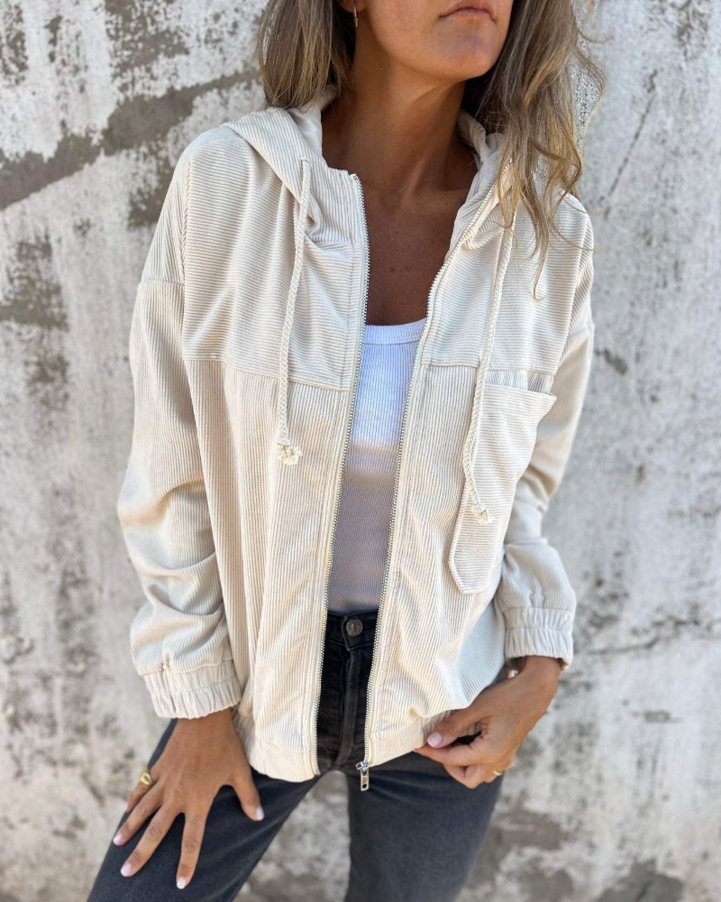 Ella™ | Cord Hoodie Jacket With Zipper