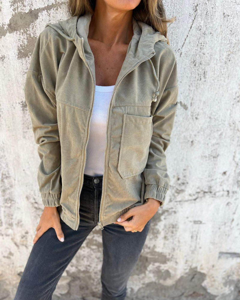 Ella™ | Cord Hoodie Jacket With Zipper