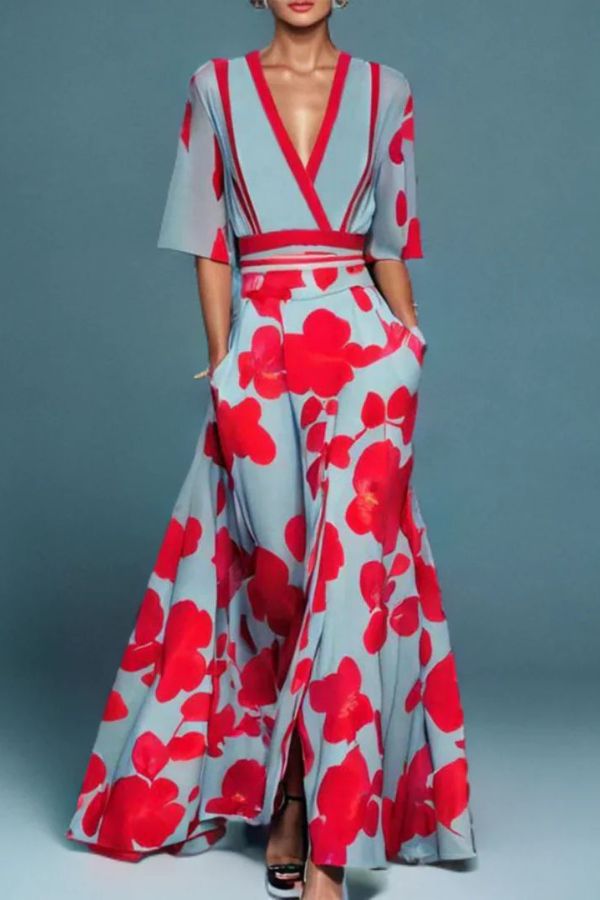 Isabella™ | Elegant Wrap-Style Floral Dress