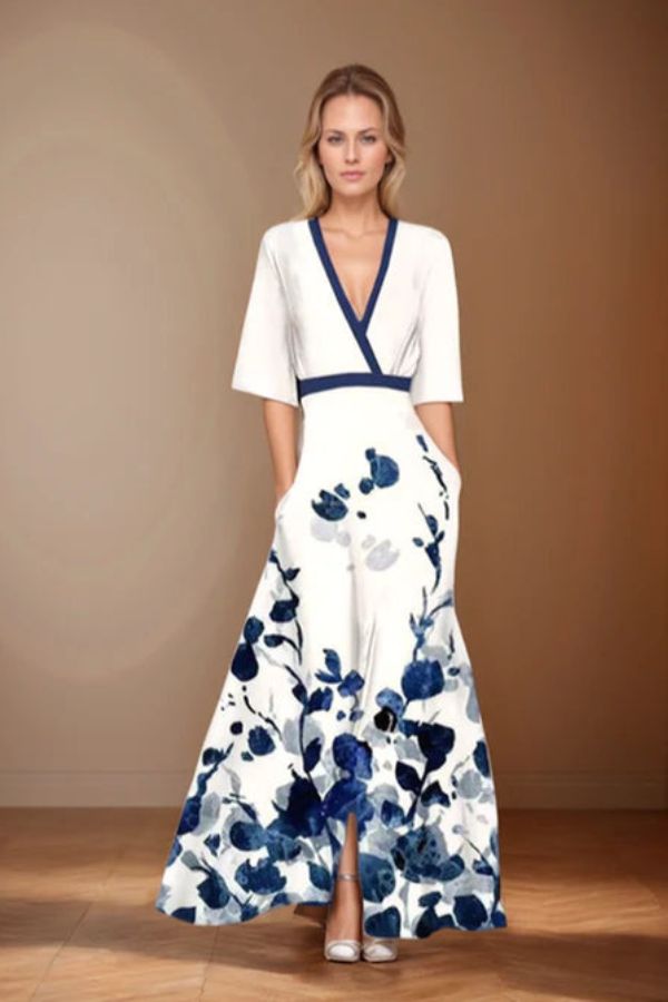 Isabella™ | Elegant Wrap-Style Floral Dress