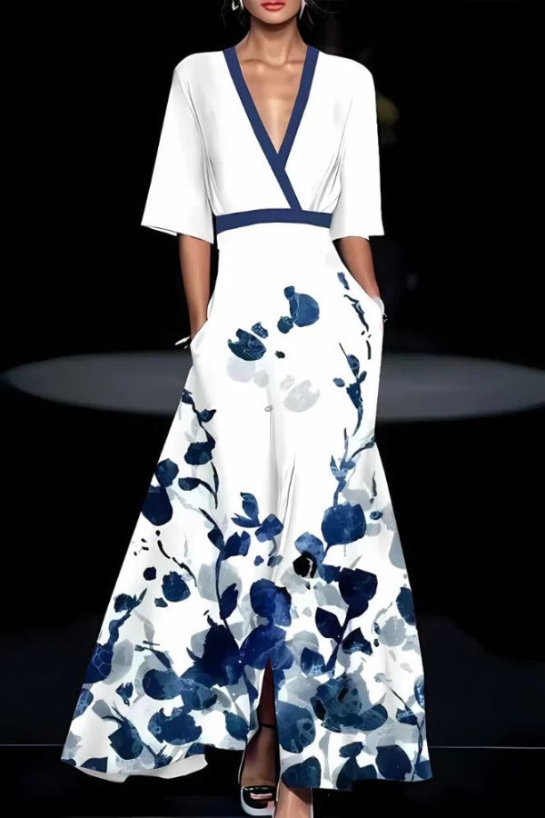 Isabella™ | Elegant Wrap-Style Floral Dress