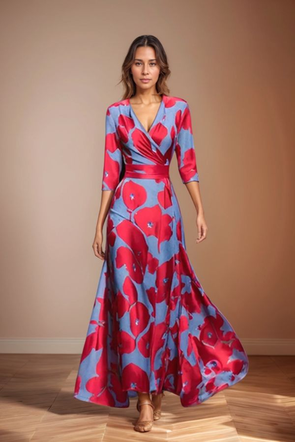 Isabella™ | Elegant Wrap-Style Floral Dress