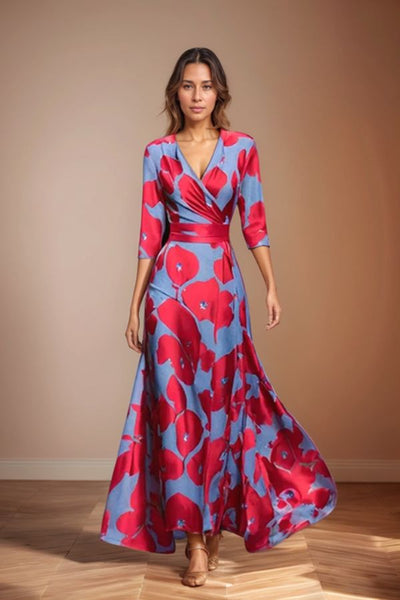 Isabella™ | Elegant Wrap-Style Floral Dress