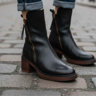 Valorine™ | Black Leather Boots