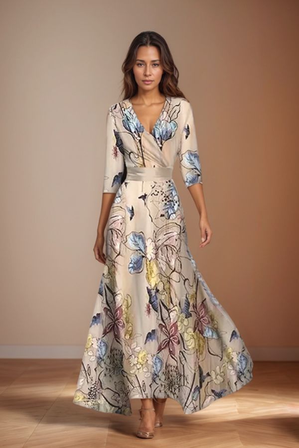 Isabella™ | Elegant Wrap-Style Floral Dress