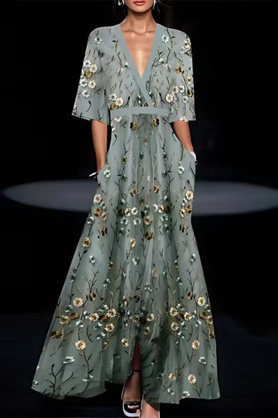 Isabella™ | Elegant Wrap-Style Floral Dress