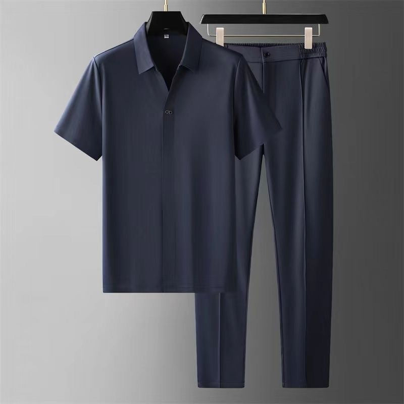 Leando ™ |  Ice Silk Polo and Trousers Set