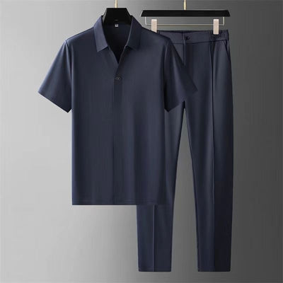 Leando ™ |  Ice Silk Polo and Trousers Set