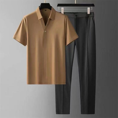 Leando ™ |  Ice Silk Polo and Trousers Set