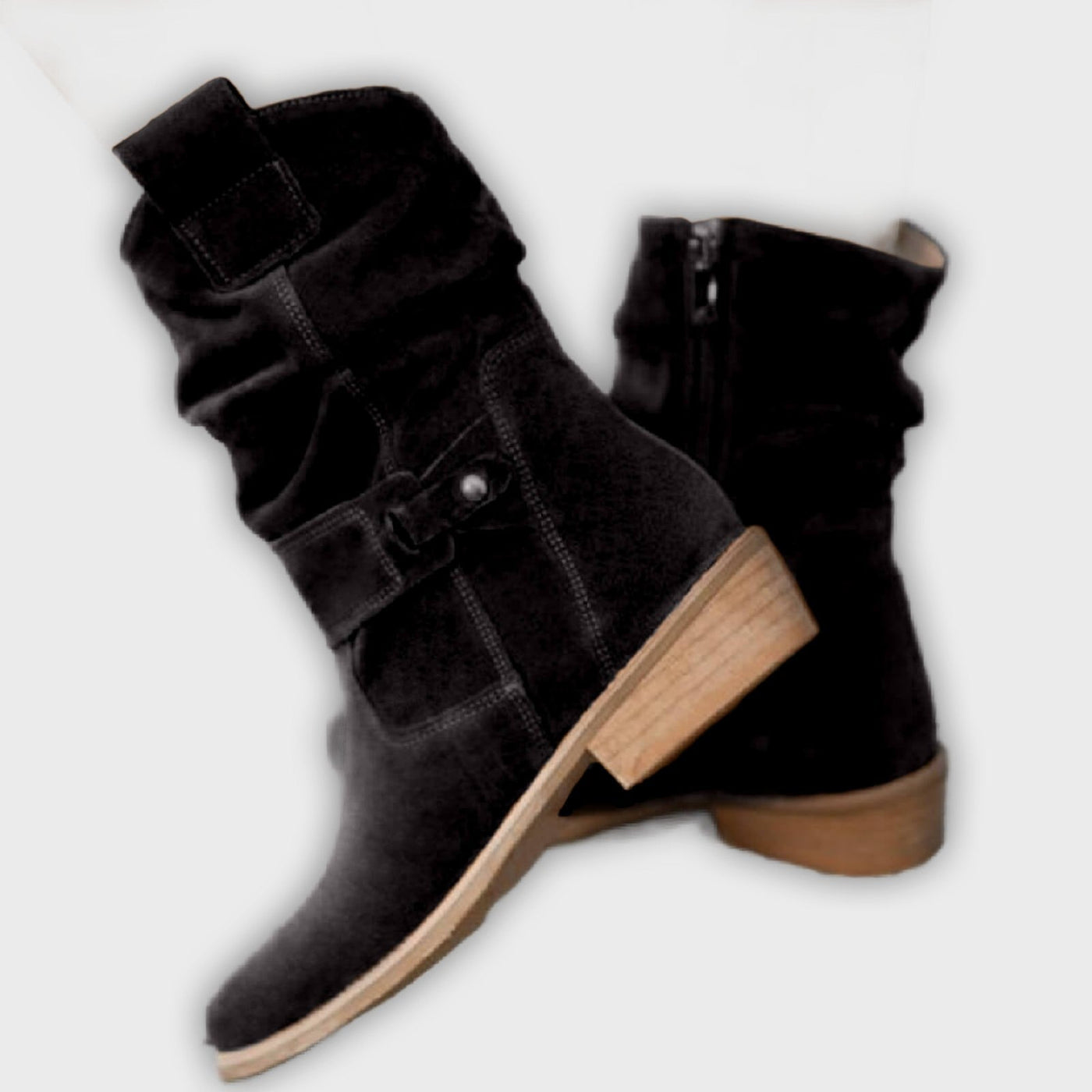 Thora ™ - Faux Suede Flock Mid-Calf Knight Boots