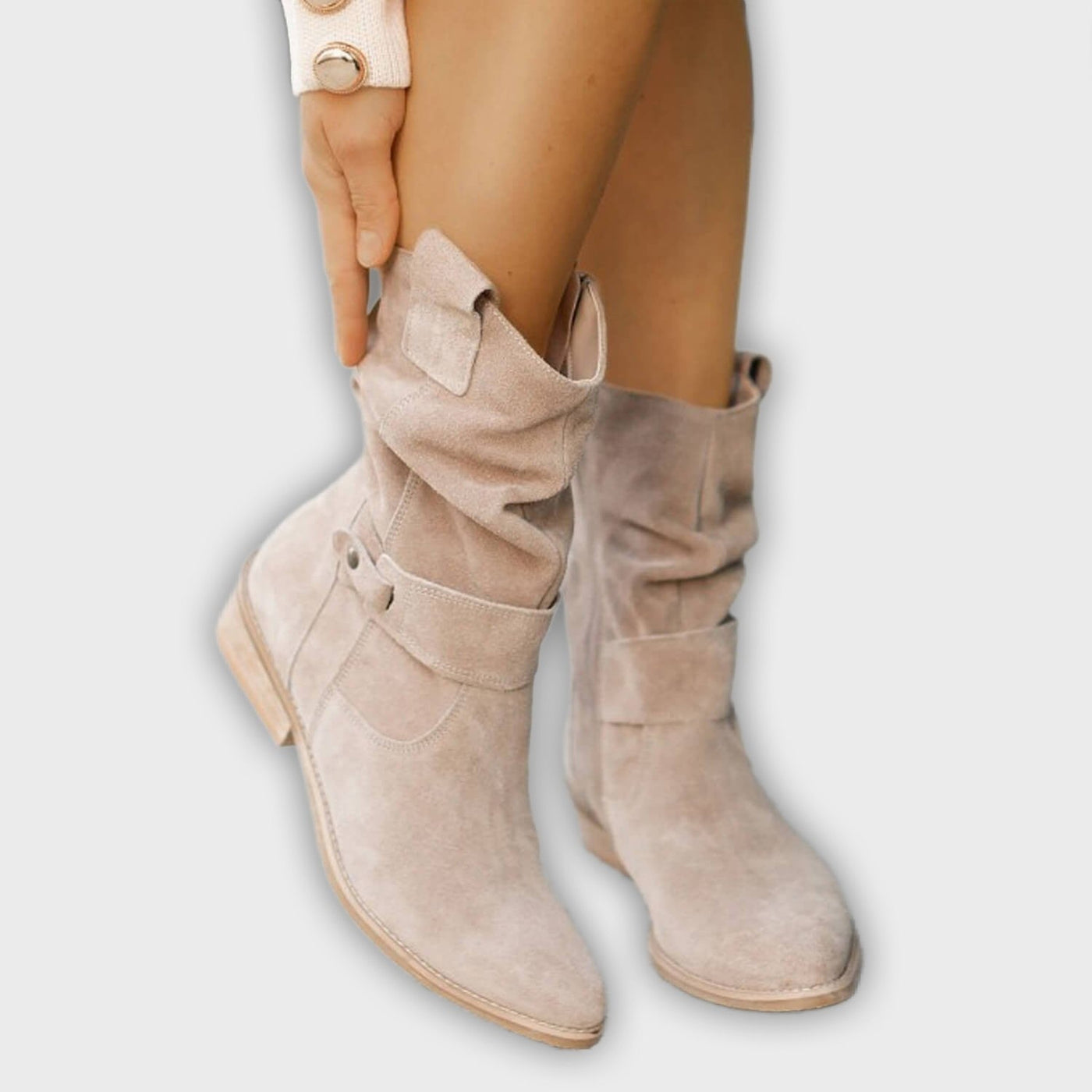 Thora ™ - Faux Suede Flock Mid-Calf Knight Boots