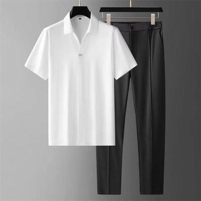 Leando ™ |  Ice Silk Polo and Trousers Set