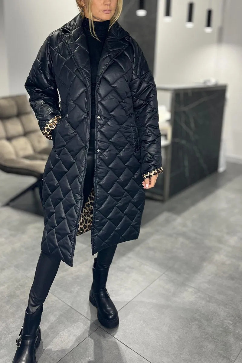 Serena™ | Reversible Quilted Coat with Leopard Print Lining