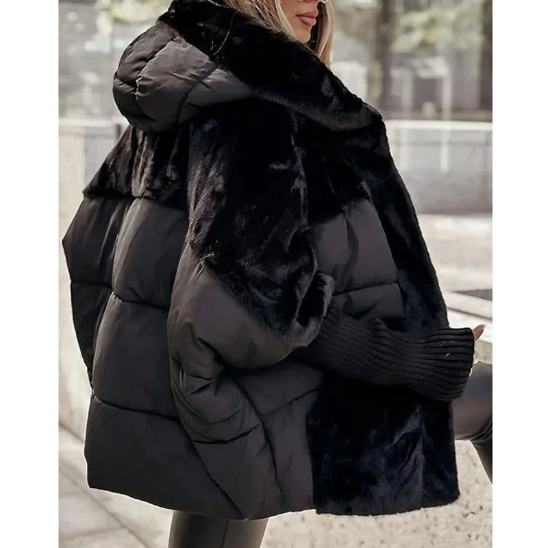 Oversized Hooded Patchwork Puffer Coat