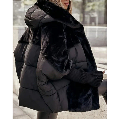 Oversized Hooded Patchwork Puffer Coat