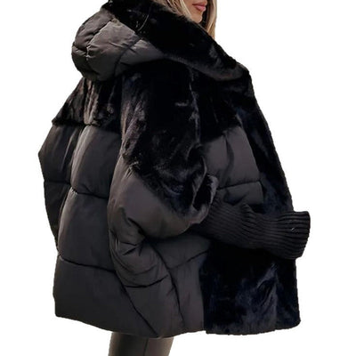 Oversized Hooded Patchwork Puffer Coat