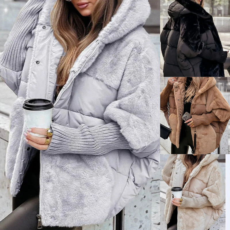 Oversized Hooded Patchwork Puffer Coat