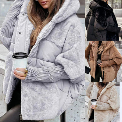 Oversized Hooded Patchwork Puffer Coat
