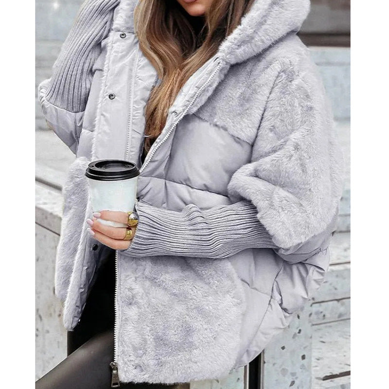 Oversized Hooded Patchwork Puffer Coat