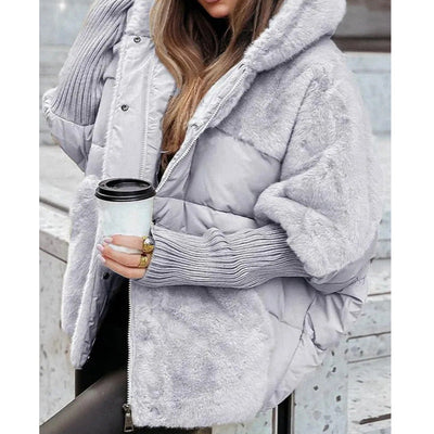 Oversized Hooded Patchwork Puffer Coat