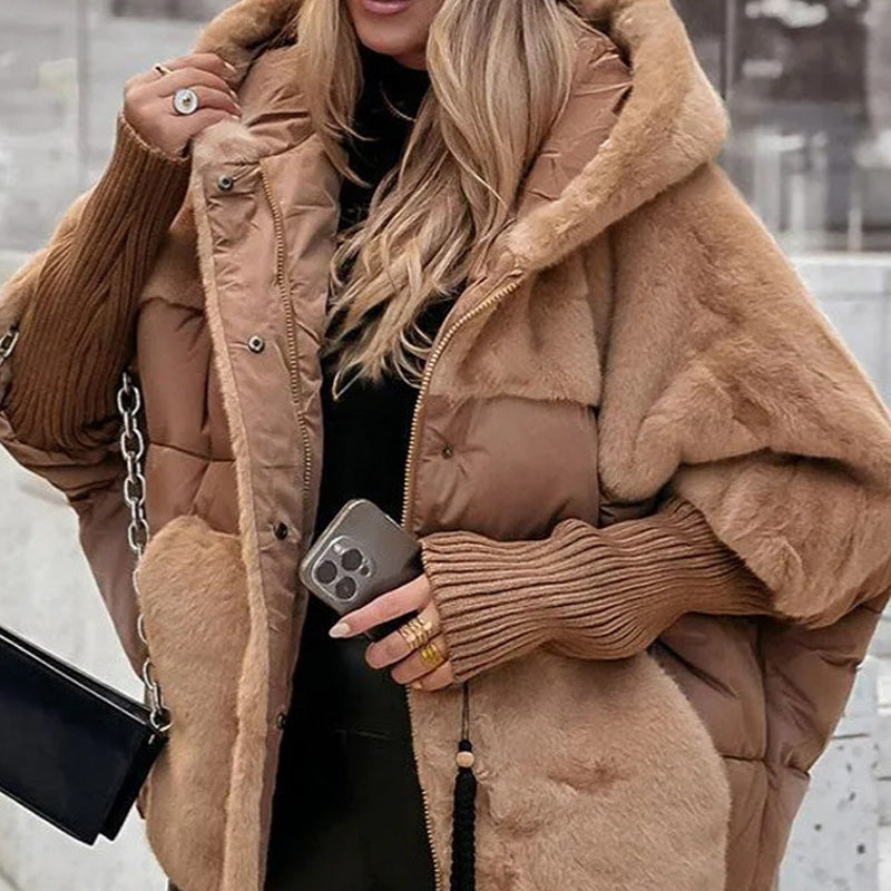 Oversized Hooded Patchwork Puffer Coat